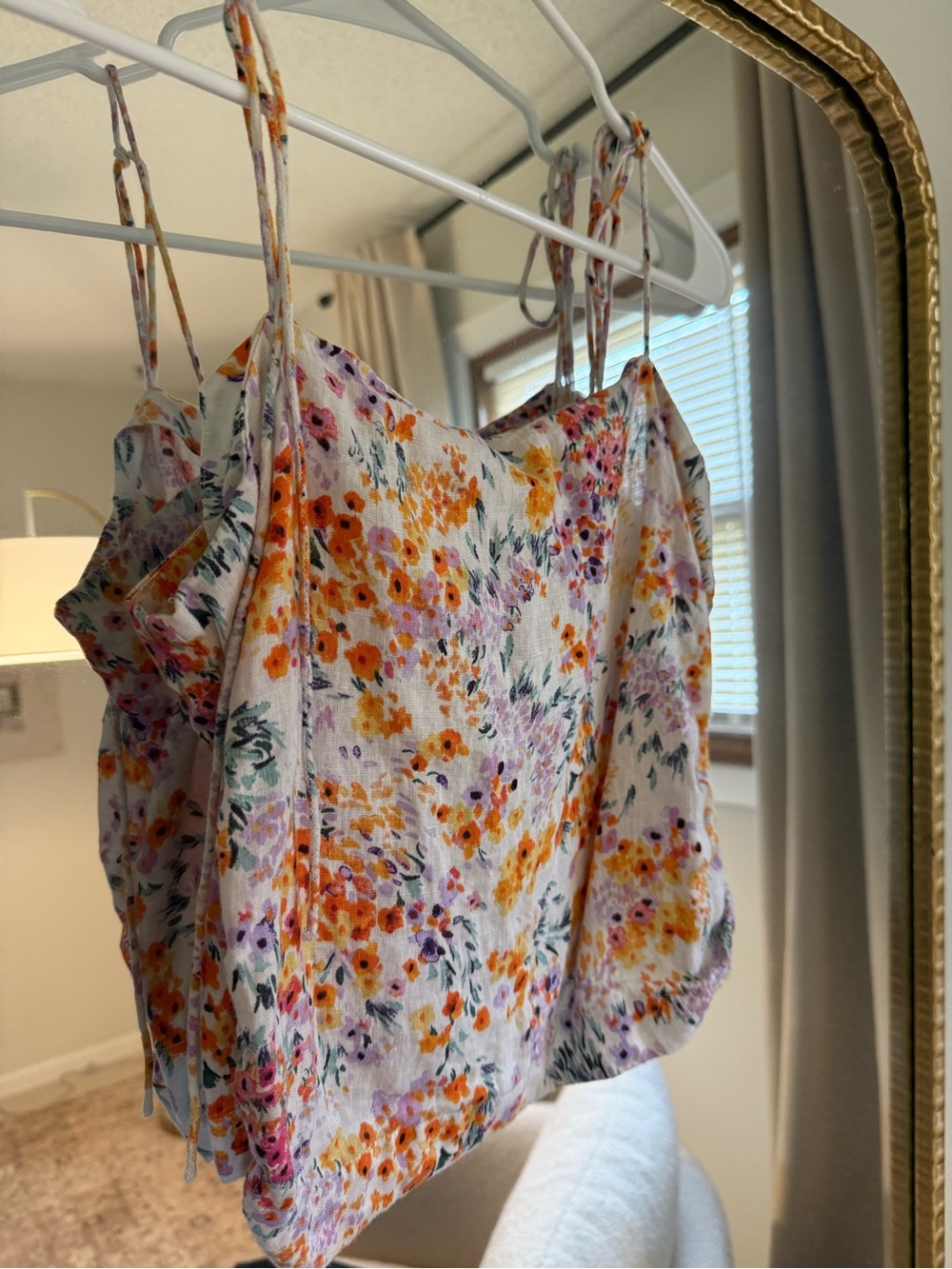 H&M White Floral Tank Top